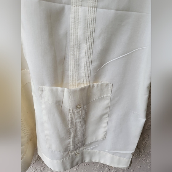 Mens  authentic guayaberas Style Button Shirt Mens Large. White. - Picture 5 of 12